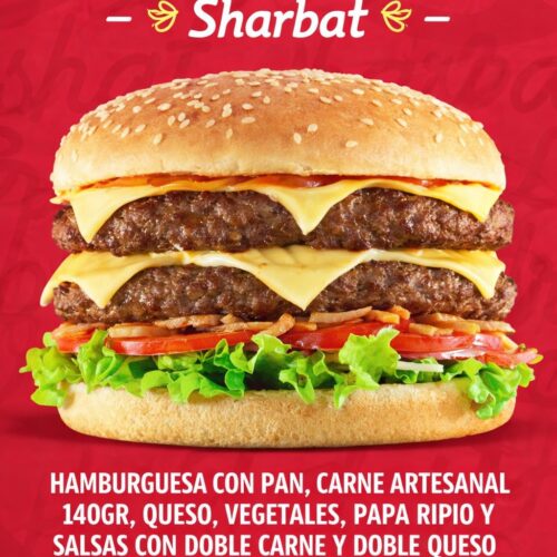 Hamburguesa  Doble Carne y Doble Queso (Sharbat)